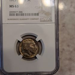 1913 Buffalo Nickel Golden Toned Ngc MS63 Looks Ms64