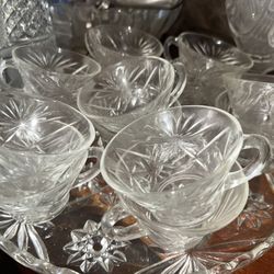 Anchor Hocking Oatmeal Clear Glass Tea Punch Cup w/ Handle Set Of 14