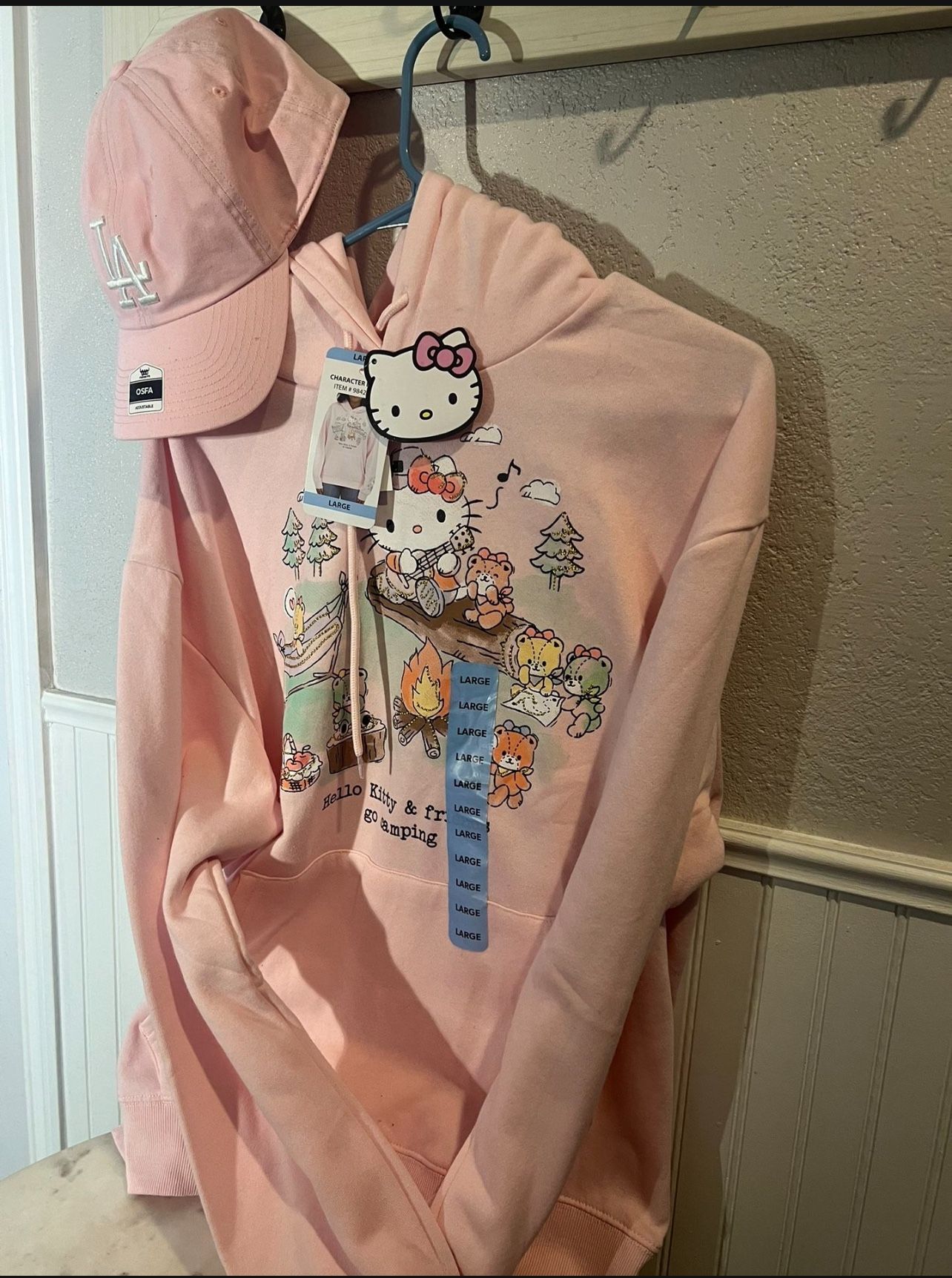 Hello Kitty hoodie and LA adjustable hat.