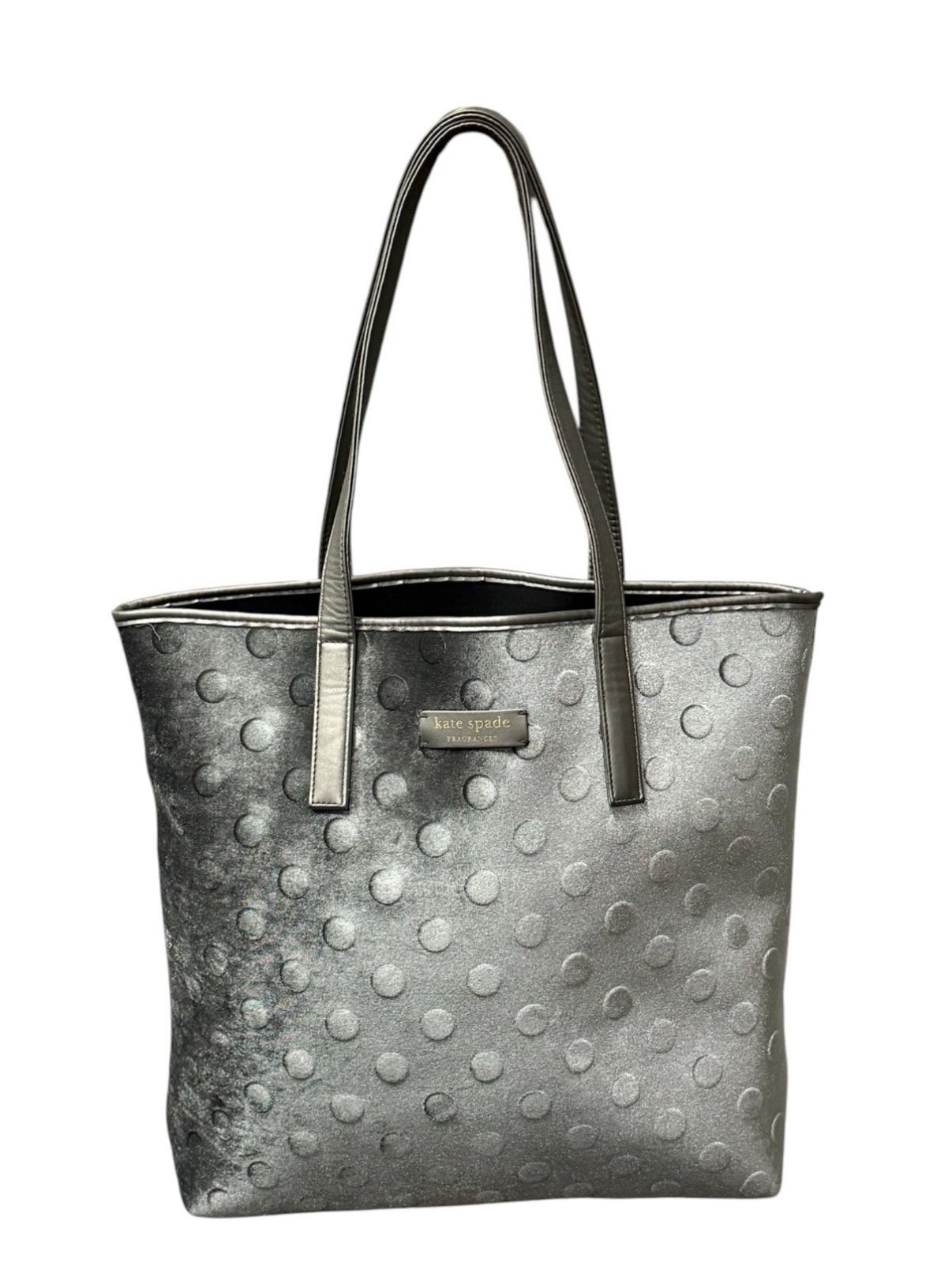 Kate Spade Velvet Tote Handbag Extra Large Embossed Gray Shoulder Bag