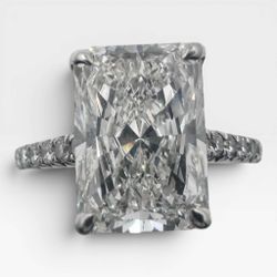 14k White Gold Ring with 3.56Ct. Lab Grown Radiant Cut Diamond With Side Diamonds 0.23 Ct. (Size 5.00)