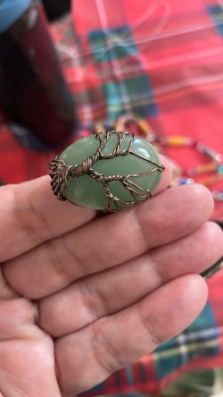 Bohemian vintage copper jade gem ring