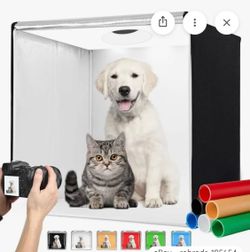 Portable Photo Studio Box - 32” x 32” - 6 background colors - dimmable LED - travel case