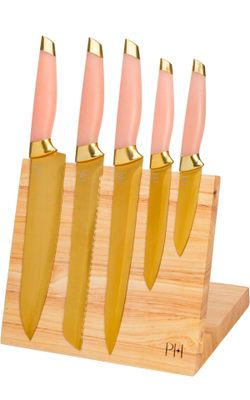 Paris Hilton Pink 6-Piece Magnetic Knife Block Set