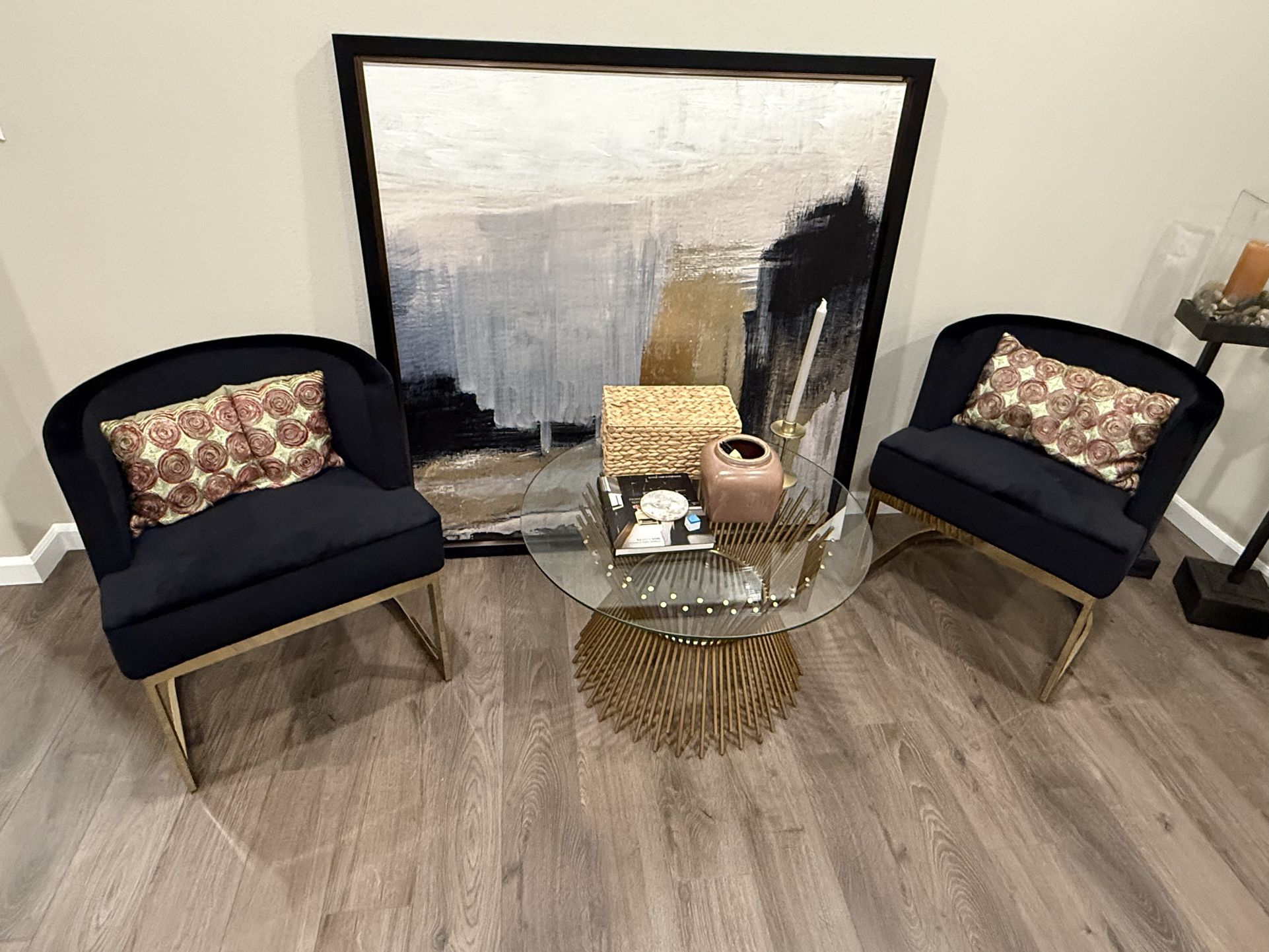 Set of 2 Black/gold Chairs