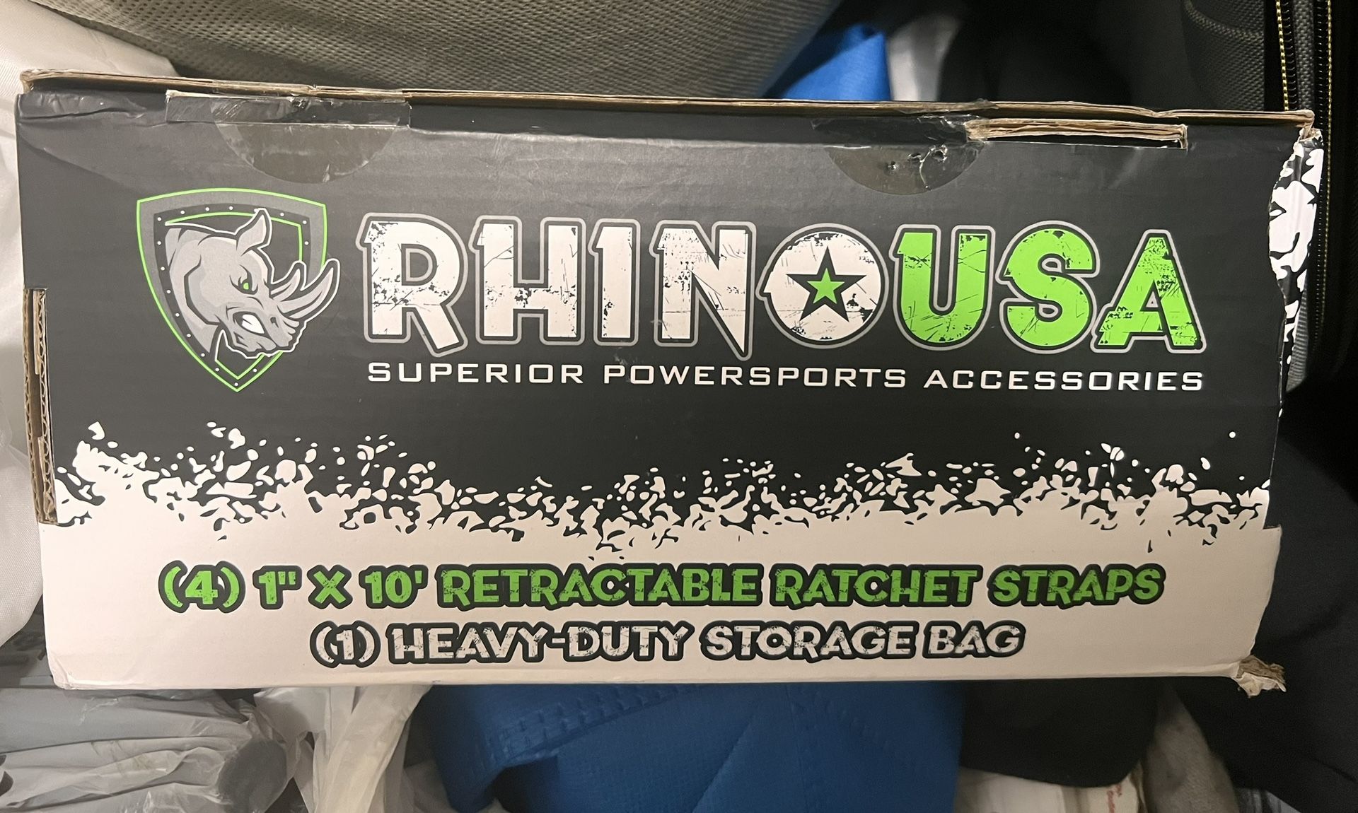 Rhino USA Retractable Ratchet Straps (4-Pack) - 1 Inch x 10 Feet