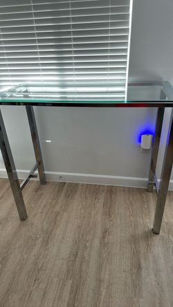 Glass Top Chrome Leg Console Table