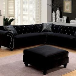 Brand New Black Elegant Sectional Sofa (Ottoman Sold Separately)