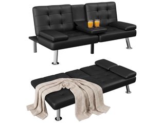 Small black futon couch