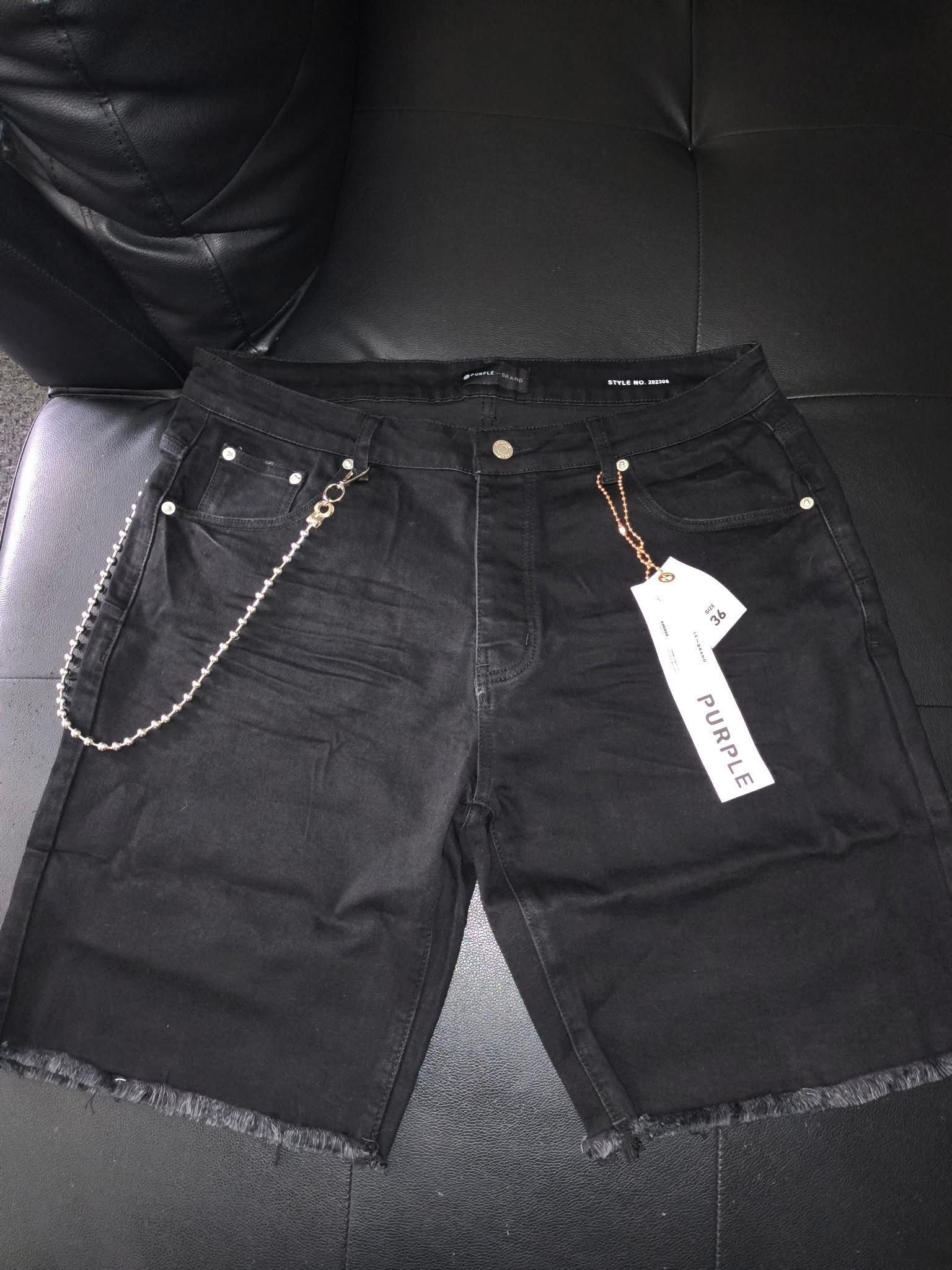 Purple Brand Relaxed Cut Off Black Denim Shorts