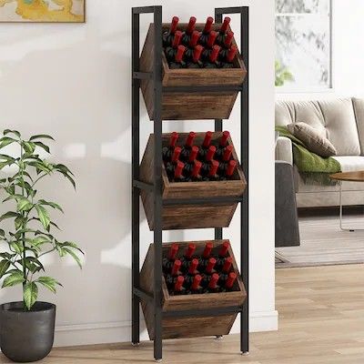 Wine Rack, Storage 30 -Bottle Brown MDF Wine rack, NEW