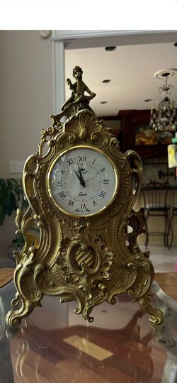 Qty-2. Elegant Italian Brass Mantel Clock