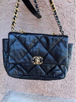 19 Flap Bag - Black Lambskin