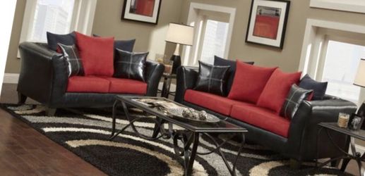 New red and black couch and Loveseat set