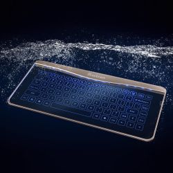 Bastron Glass clear keyboard with gold touch