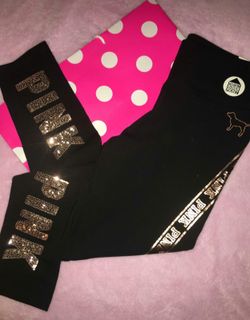 New Victoria's Secret Pink bling logo leggings rose gold size small