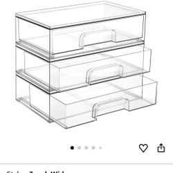 $15,new! Vtopmart 12.1"W Clear Stackable Storage Drawers, 3 Pack Acrylic Plastic Organizers Bins for Makeup Palettes, Cosmetics, and Beauty Supplies, 