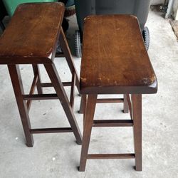 2 Wooden Stools 