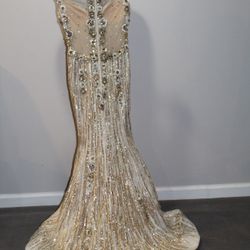 Mermaid gold dress w/ sheer back