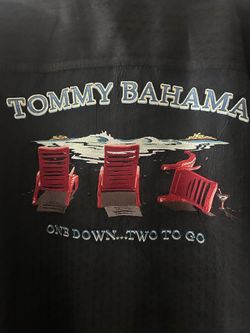 Tommy Bahama Black Silk Camp Shirt Men’s XXL  Graphic Embroidered Short Sleeve