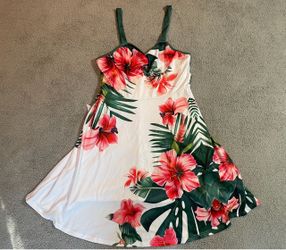 Tropical floral mini dress with adjustable straps and tie back size XL #floral #summerdress #tropical
