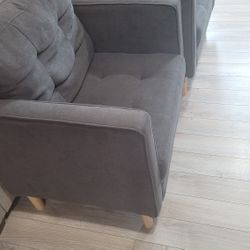 Mid Century Modern Upholstered Fabric Accent Chair Set of 2 Armchair 