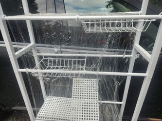 Over the toilet. White Metal Wire Shelving Unit 4-Tier