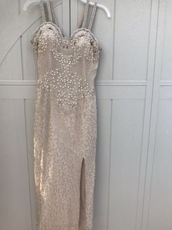 Beige sequins formal dress.