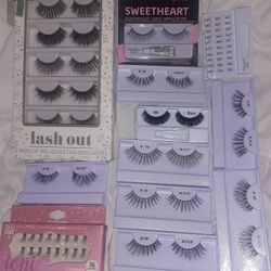 Lot Of Fake Lashes 14 Pairs, 2 Packs Individual Lashes