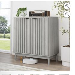 Semiocthome Wood Sideboard Buffet Cabinet with Fluted Doors and Shelf, Kitchen, Gray, 31.5"