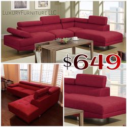 New red linen luxury modern red sofa sectional