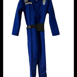 Men’s Police Officer Medium Blue Halloween Costume Blue Color 3 Pc Set, sleeve 19”, armpit 17” each side, waist 28”, inseam 27”, length 53”, front poc