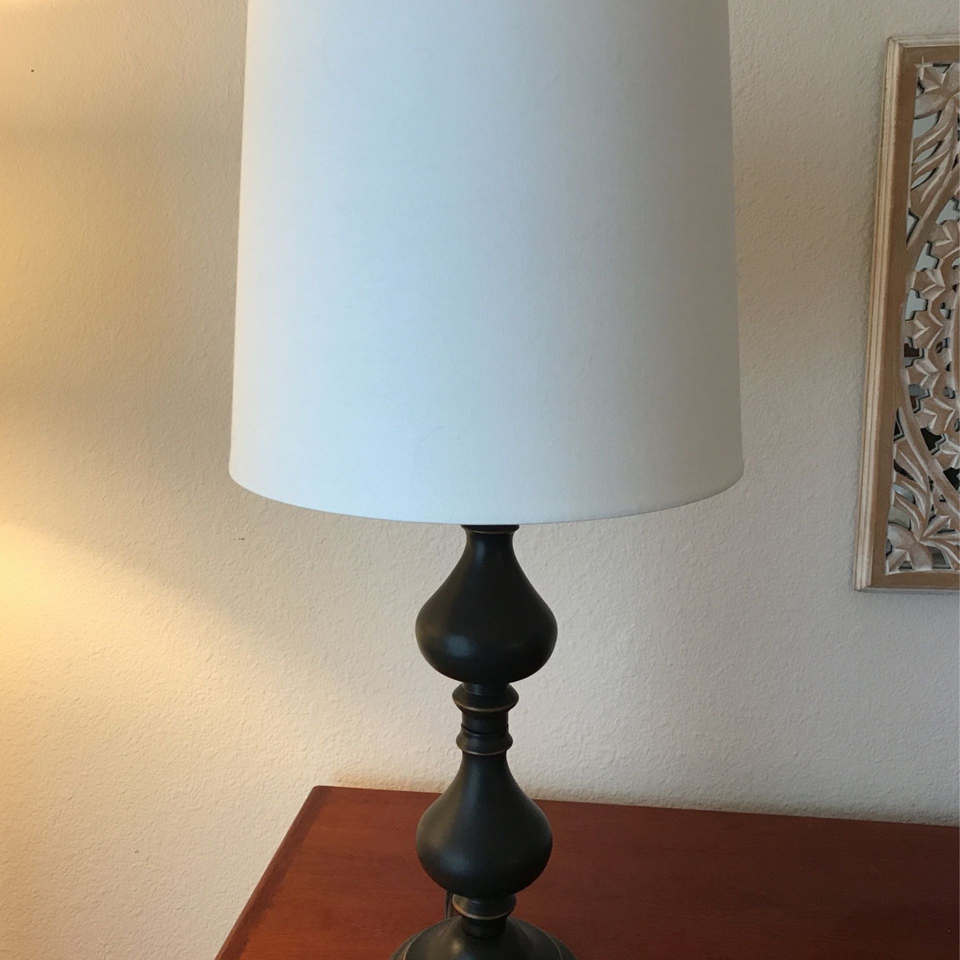 Metal Lamp 29 Inches Tall White Shade