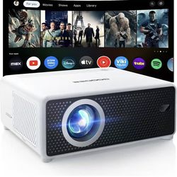 Mini Smart Projector with WiFi and Bluetooth - Compatible with Netflix/YouTube/PrimeVideo, Electric Focus & Keystone, Short Throw Portable Video Proje