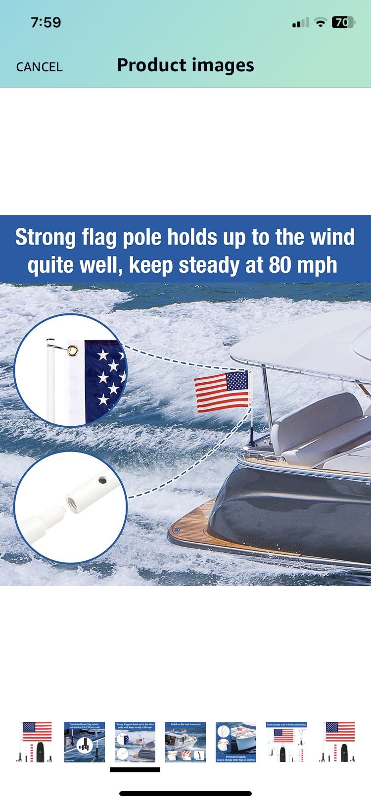 Boat American Flag with Pole 12x18 Boat Flag Pole Mount 