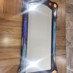 Hand Painted Mirror Outerspace Galaxy Stars Sun Moon