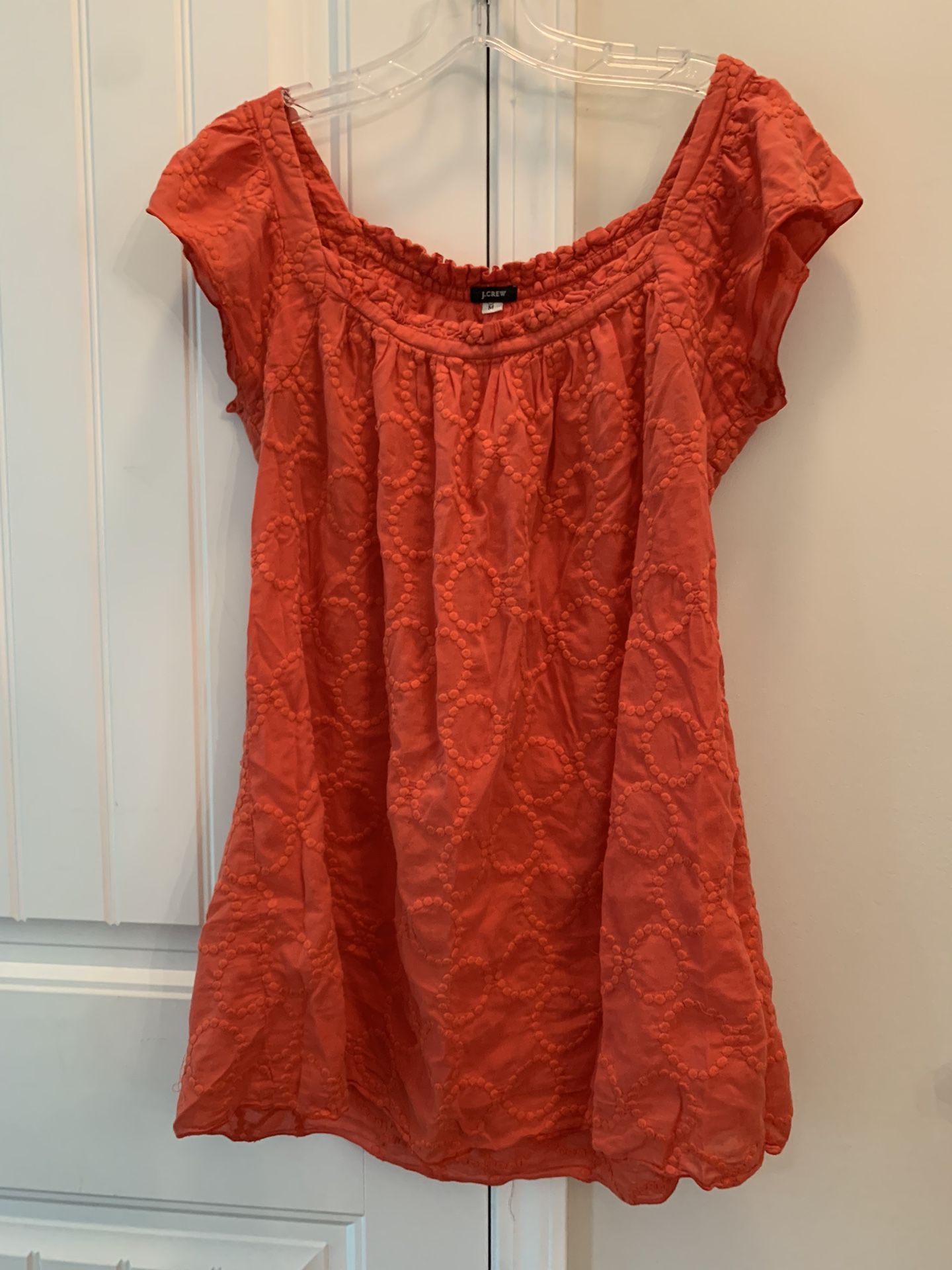 J.Crew women’s red cotton ruffled sleeve coverup sundress size Med