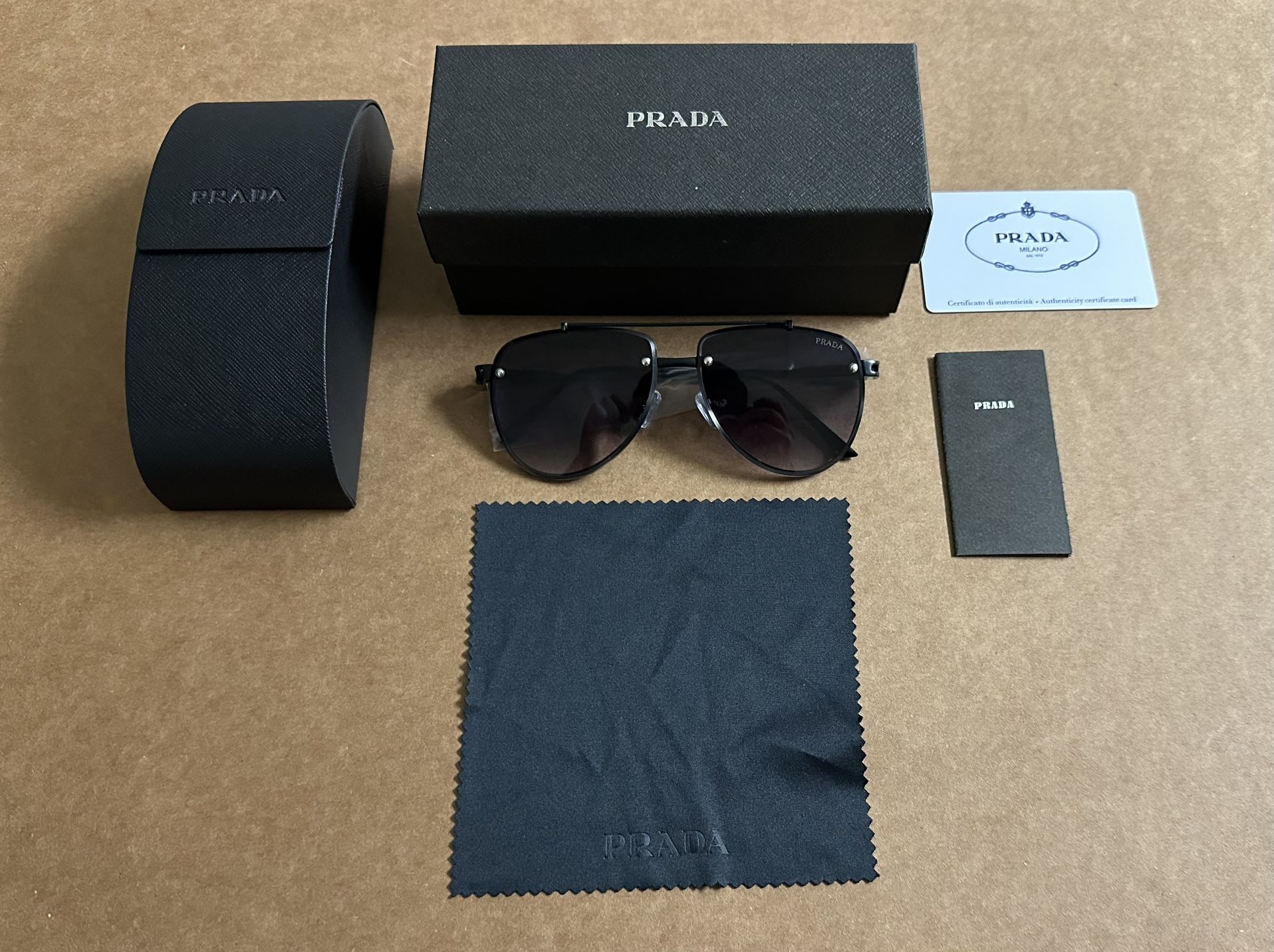 NEW Prada Aviator Frames Dark Black Lens Men’s Sunglasses