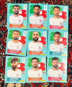 WORLD CUP 2026 PANINI STICKER. IRAN  SOCCER  TEAM. LOT OF 9 STICKERS.BRASIL Edition