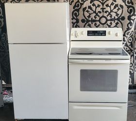 OFF WHITE REFRIGERATOR AND GLASSTOP ELECTRIC STOVE,  30 DAYS WARRANTY,  FREE DELIVERY AND INSTALLATION 