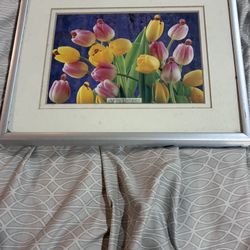 Vintage Anne Geddes Framed 8x10 Litho Tulips