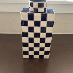 Blue And White Checkered Decor/ Flower Pot