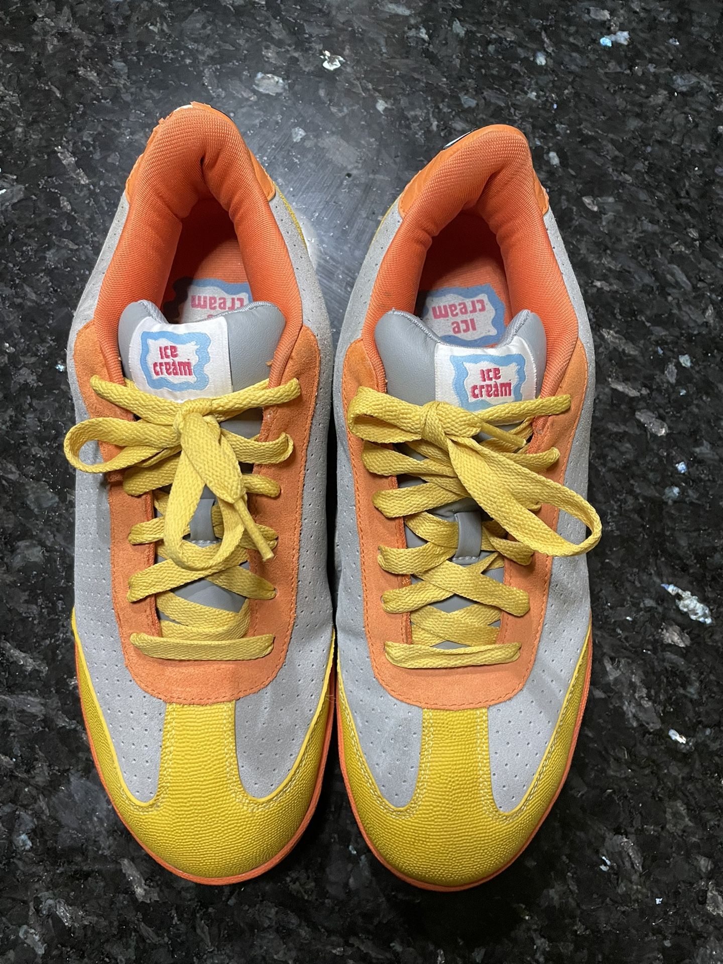 Reebok X BBC Ice Cream Pharrell Board flip And Platinum/ Cyber Yellow/ Orange 2007 Size 10