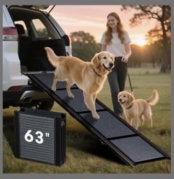 63" L & 17.3" W Folding Dog Ramp Non Slip for Car SUV Truck – Portable Pet Ramp