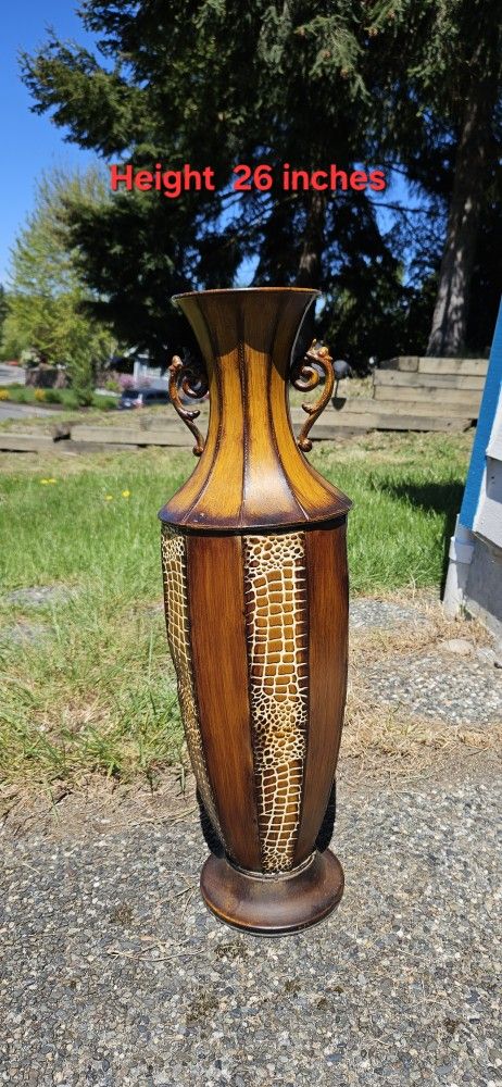 26" Tall Metal Vase.
