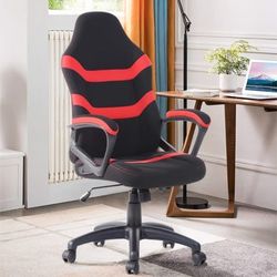 Executive Racing Style Office Chair Swivel Computer Desk Seat High-Back Video Gaming Chair in Red and Black
