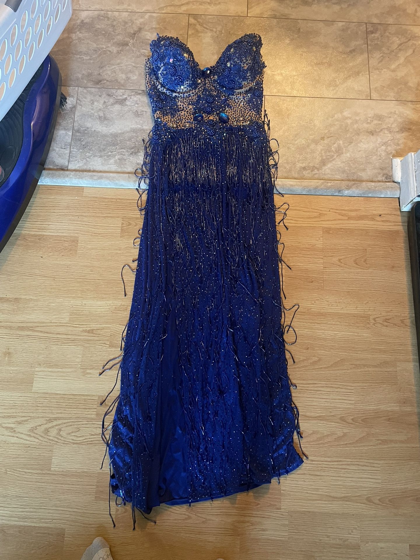 Blue beaded Gown