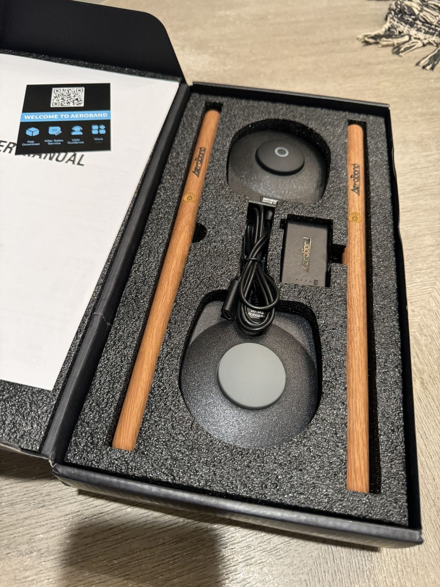 AeroBand PocketDrum 2 Plus Electric Air Drum Set Sticks, with Drumsticks, Pedals, Bluetooth and 8 Sounds, USB MIDI Function, Electronic Drums for Adul