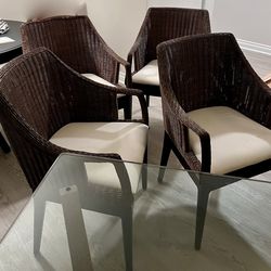 Rattan dining chairs set of 4