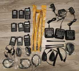 3 Baofeng UV-5R Two-Way Radio Sets + Extras